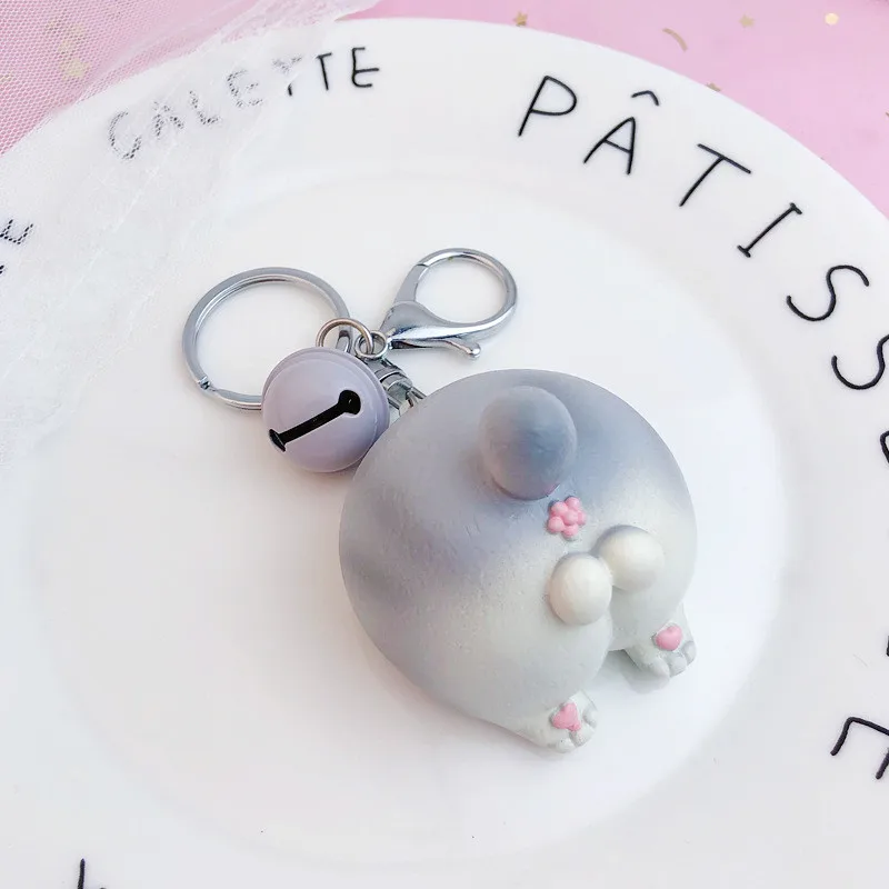 

Cute Animal Cartoon Keyrings Corgi Butt Lovely Funny Creative Keychain Soft Bell For Girls Bag Hanging Pendant Gift