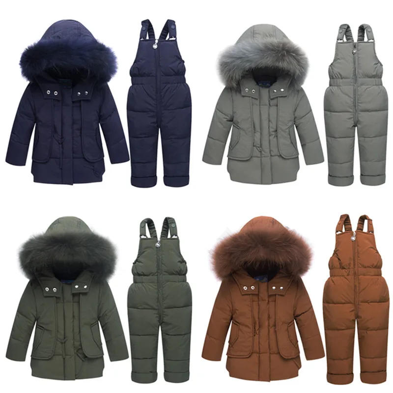 

Children's Winter jackets -30 degrees Boys Coat Girls Ski Suit Baby Down Jacket+Pants Overalls Thick warm Kids clothes Snowsuit