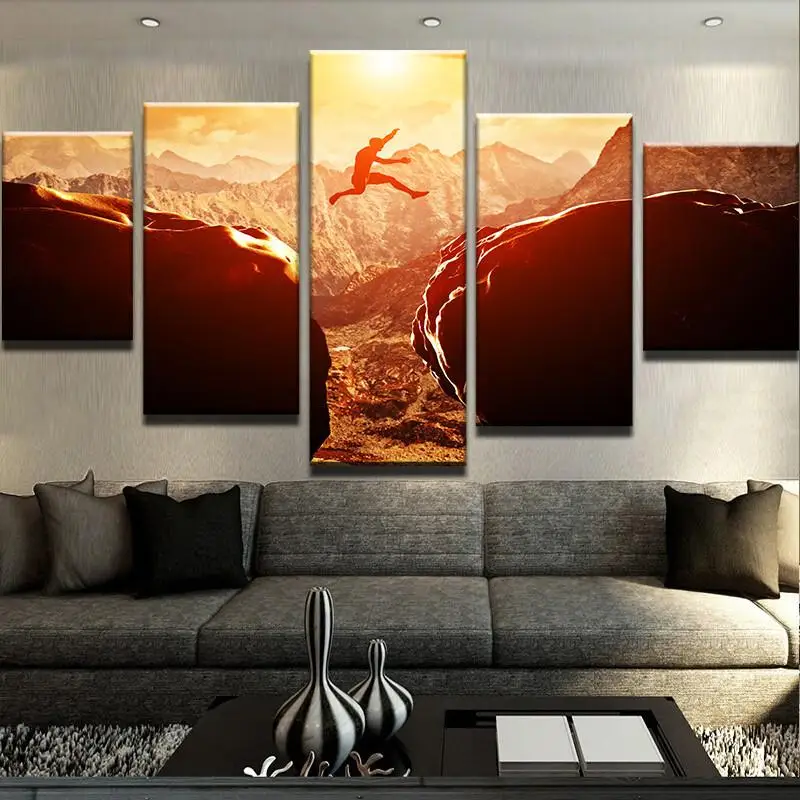 

5 pieces Wall Art Picture Canvas Pictures Home Decor HD Prints Sunset Parkour Poster for living room printed on canvas