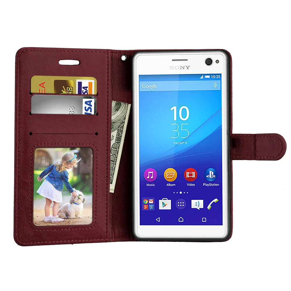 Для sony Xperia C4 Dual E5333 E5306 E5303 E5353 E5343 E5363 чехол для sony Xperia C4 кошелек Флип из искусственной кожи чехол для телефона s - Цвет: Brown