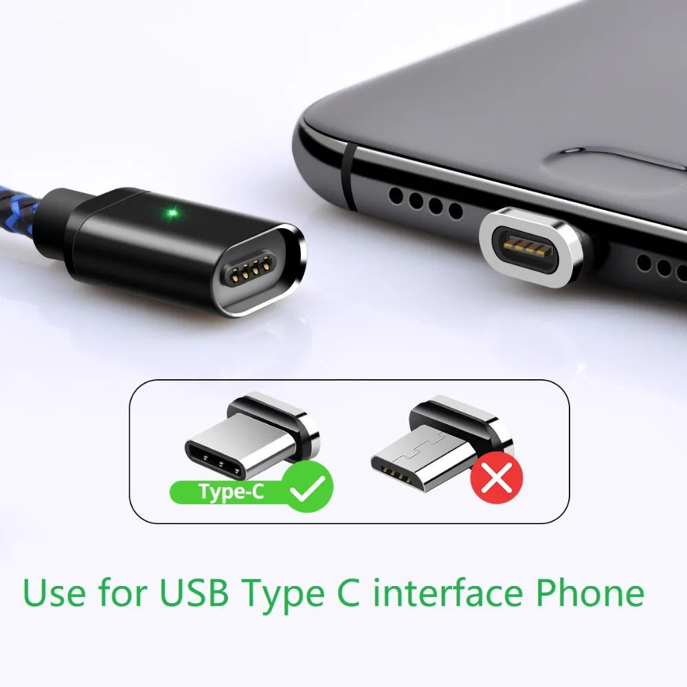 FONKEN المغناطيسي USB نوع C كابل سريعة تهمة مزامنة بيانات شاحن هاتف محمول يعمل بنظام تشغيل أندرويد المغناطيس نوع-C كابلات ل سامسونج هواوي Xiaomi HTC