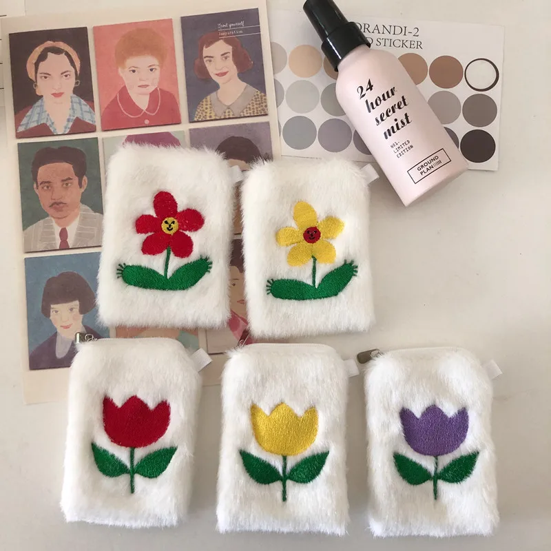

Women's Wallet Embroidery Mini purse Hasp Zipper Coin Purse Headset handbags and totes ears with flowers cluth and haspCE2007/q
