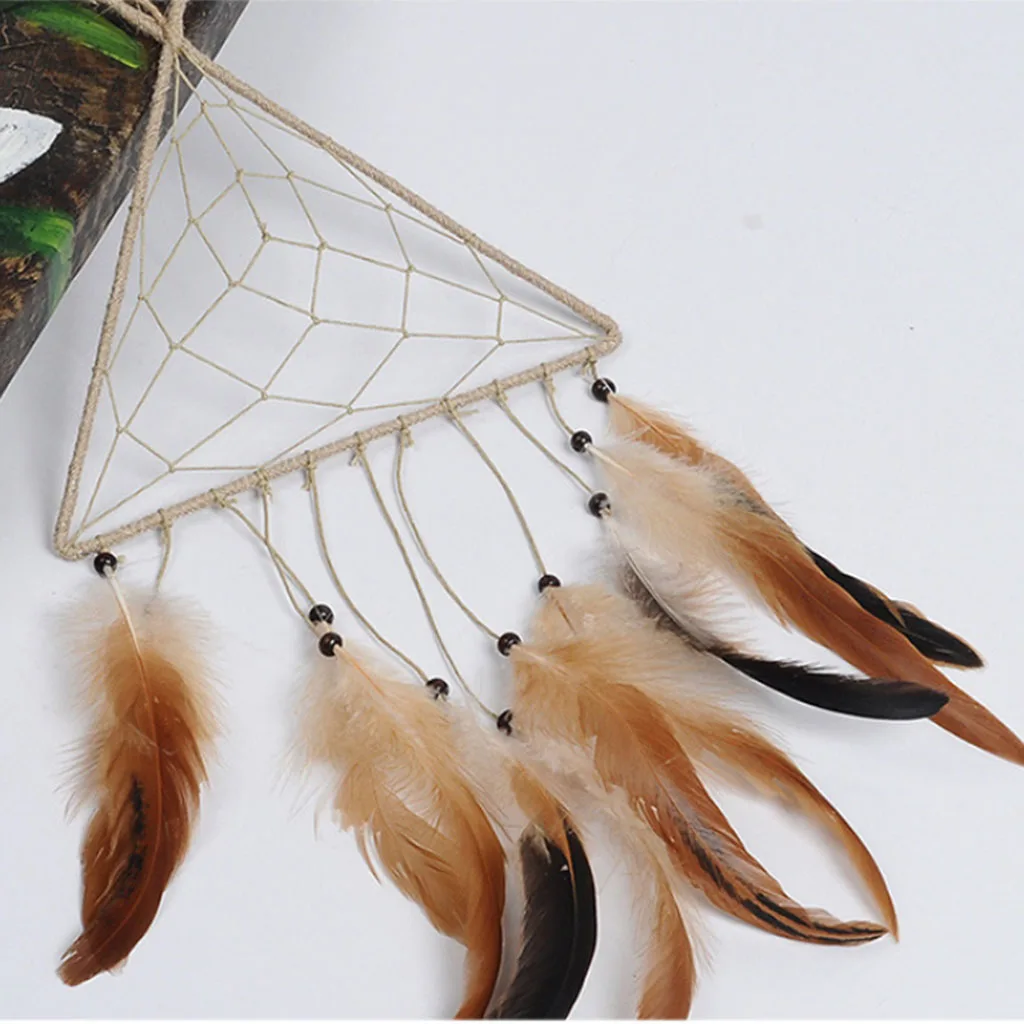 Retro Triangle Feather Dream Catcher Wind Chimes Dreamcatcher for Party Home Decor
