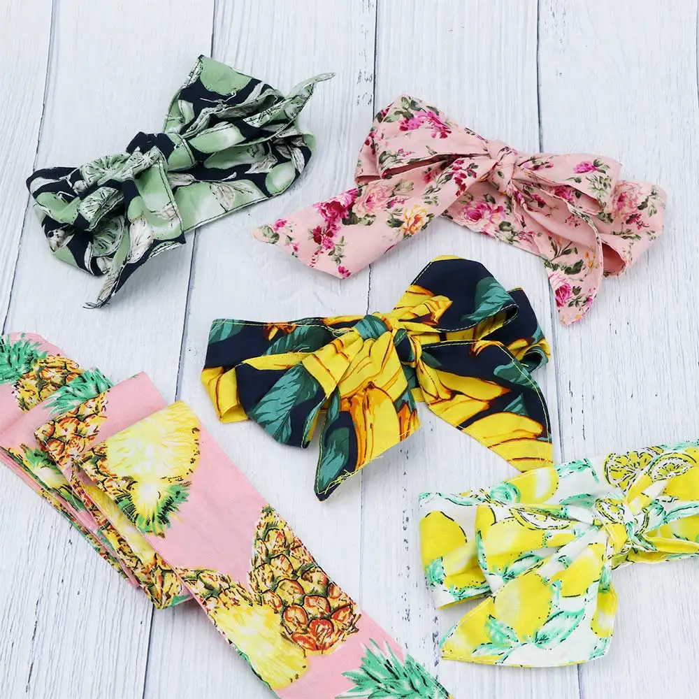

New Style Fruit Flower Baby Hairband Fashion Girl Sea Beach Cute Lemon Pineapple Fruit Floral Bowknot Hairband Hair Accessories