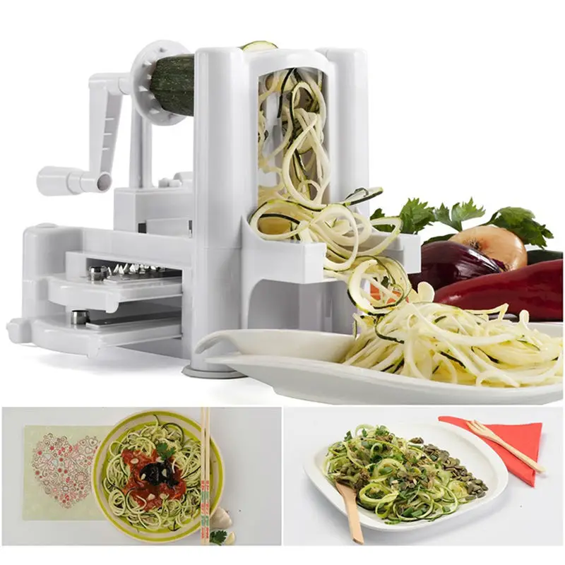  2016 New 3 in 1 Tri-Blade Vegetable Slicer Spiralizer Cutter Mandoline Chopper Cooking Tools Kitchen Knife Twister Peeler 