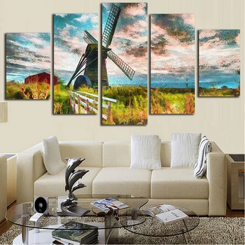 

5pcs 5D diy magic diamond painting cross stitch Netherland windmill full diamond embroidery canvas christmas decoration ZP-808