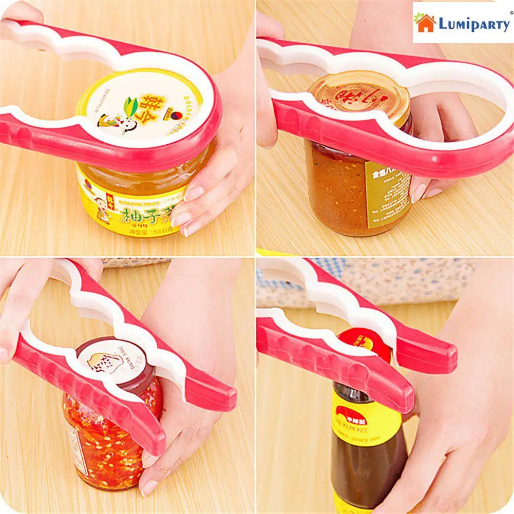 LumiParty 4 In 1 Multi Function Can Opener Antiskid Easy Grip Jar 