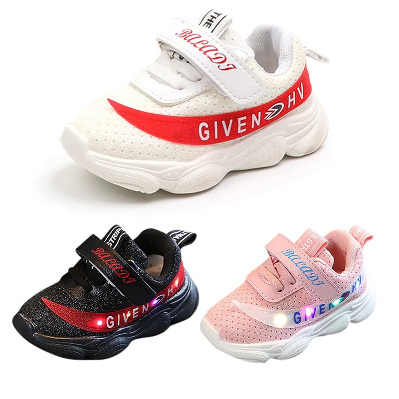 Для девочек и мальчиков светящиеся туфли новые детские для маленьких девочек светодио дный световой Спортивная обувь Кроссовки 2018