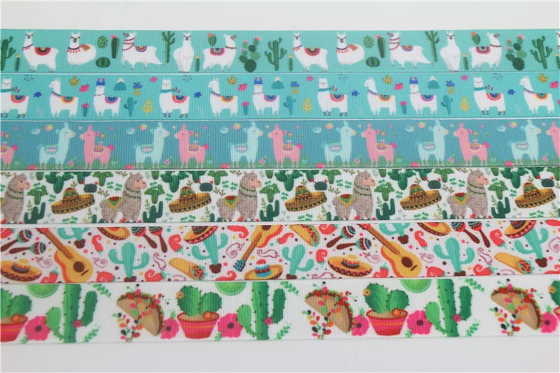 DUWES 50 ярдов Альпака Мехико кактус Печатный grosgrain ленточный аксессуар головной