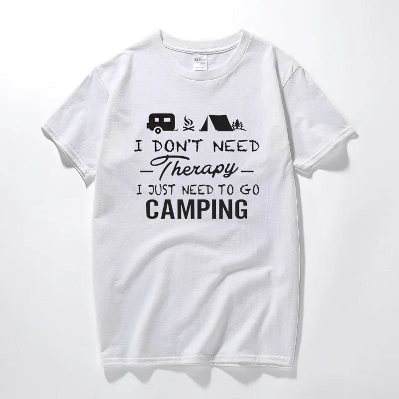 Футболка для кемпинга, терапия, хлопок, кемпер, палатка, караван, кемпинг, топы, модная футболка с коротким рукавом, Camisetas Hombre, уличная одежда - Цвет: Белый