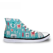 THIKIN/Модная прогулочная обувь; Классическая обувь с высоким берцем и принтом для ухода за стоматологом; Повседневная парусиновая обувь; обувь на плоской подошве для девочек