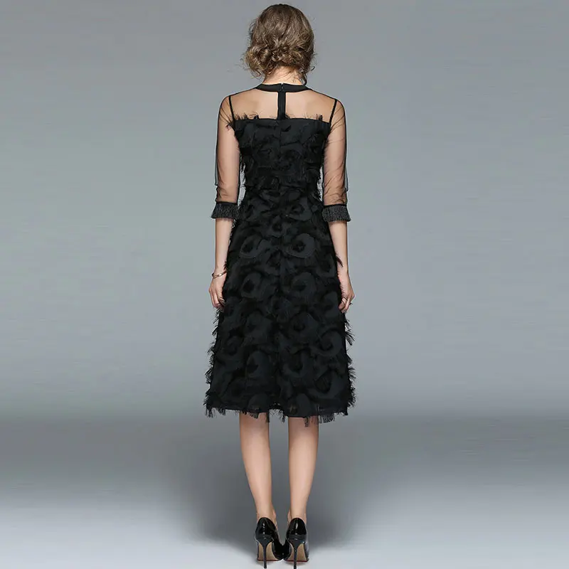 Borisovich Luxury Women Evening Party Dresses New Arrival 2017 Spring Fashion Tassel O-neck Elegant Black Female Dress M070 Borisovich Luxury Women Evening Party Dresses New Arrival 2017 Spring Fashion Tassel O-neck Elegant Black Female Dress M070