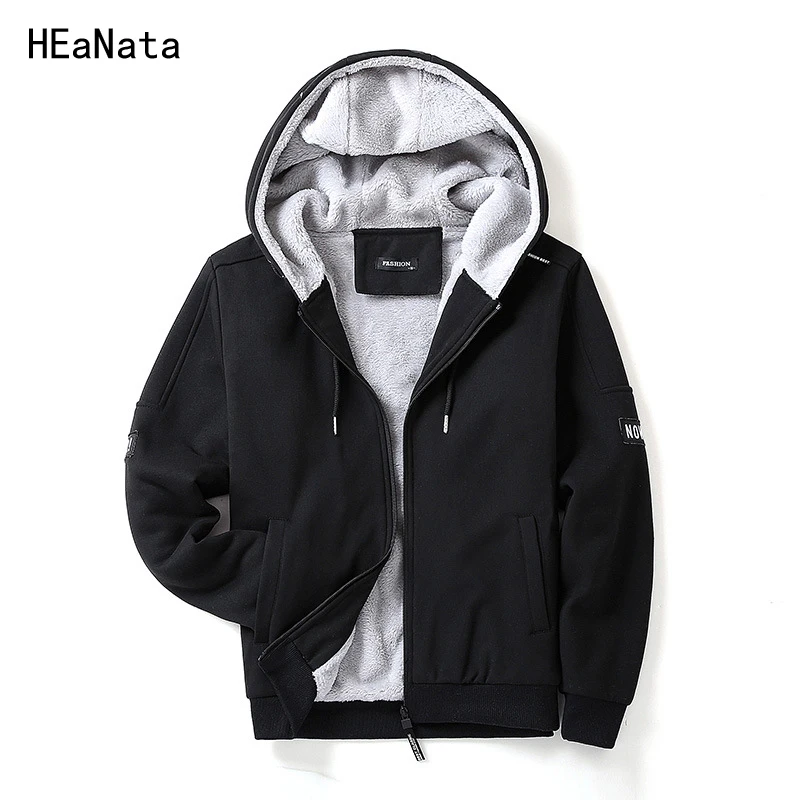 Bomber Jacket Men's Vintage Thick Fleece Hoodie Mens Fur Jackets&Coats ...