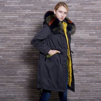 

Real Raccoon fur 2017 Winter Jacket Women Down jackets Women's Duck down coat TWINSET long parka overcoat outerwear coats parkas