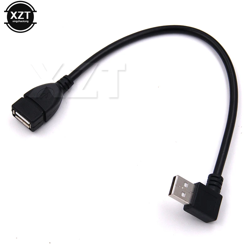 20 см черный удлинитель с левым углом 90 градусов USB 2 0 Тип A штекер-гнездо шнур мини