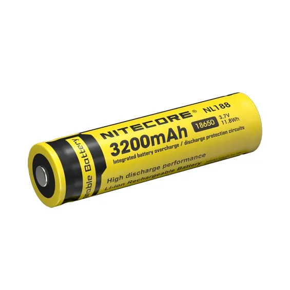 Best Price Original NITECORE NL188/NL1832 18650 3200mAh 3.7V 11.8Wh li-ion Protected battery with button top for all type flashlights (1pc)