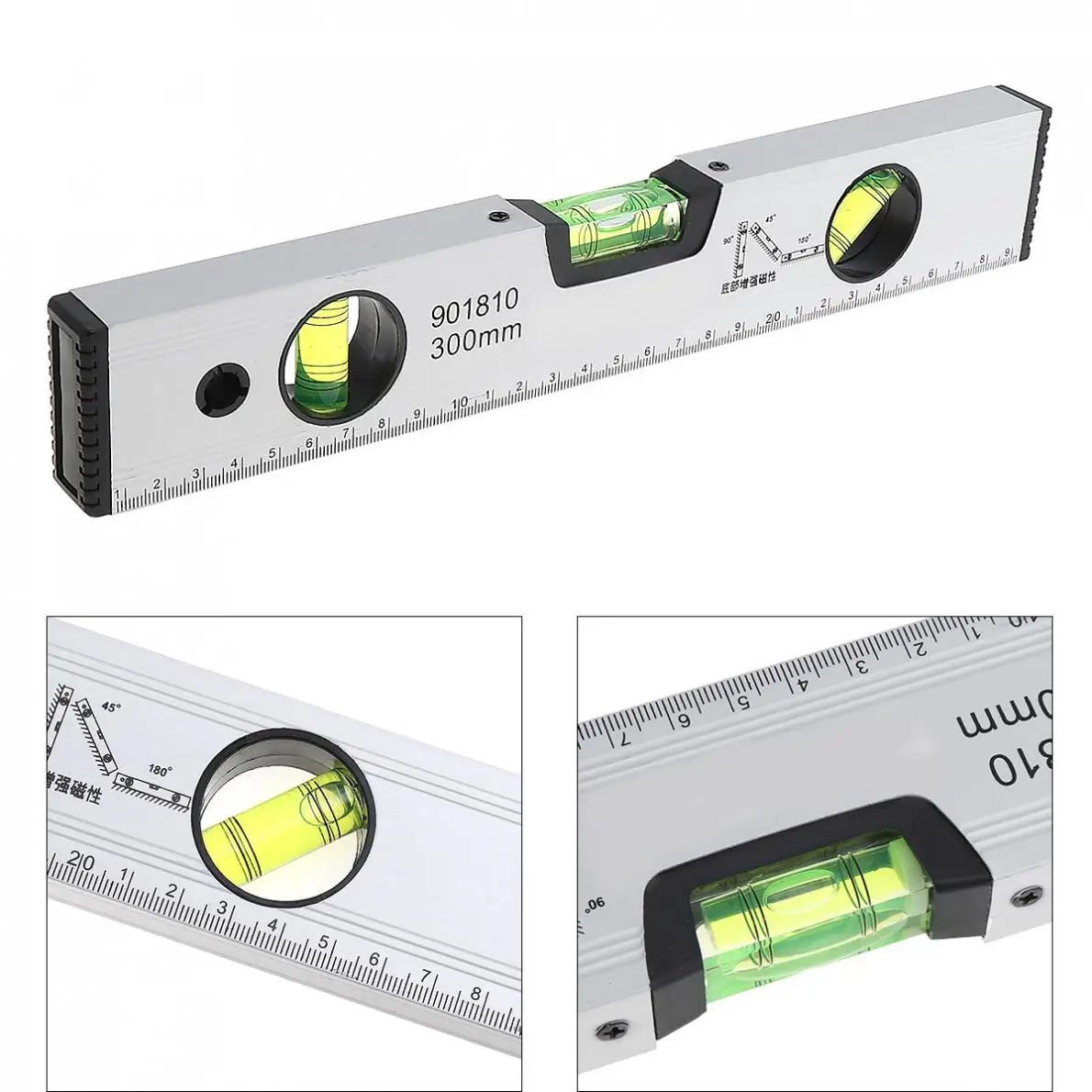 

Sale 300mm Precision Magnetic Aluminum Alloy Level Ruler with Blister Design and Mm Scale for Building Decoration Measurement