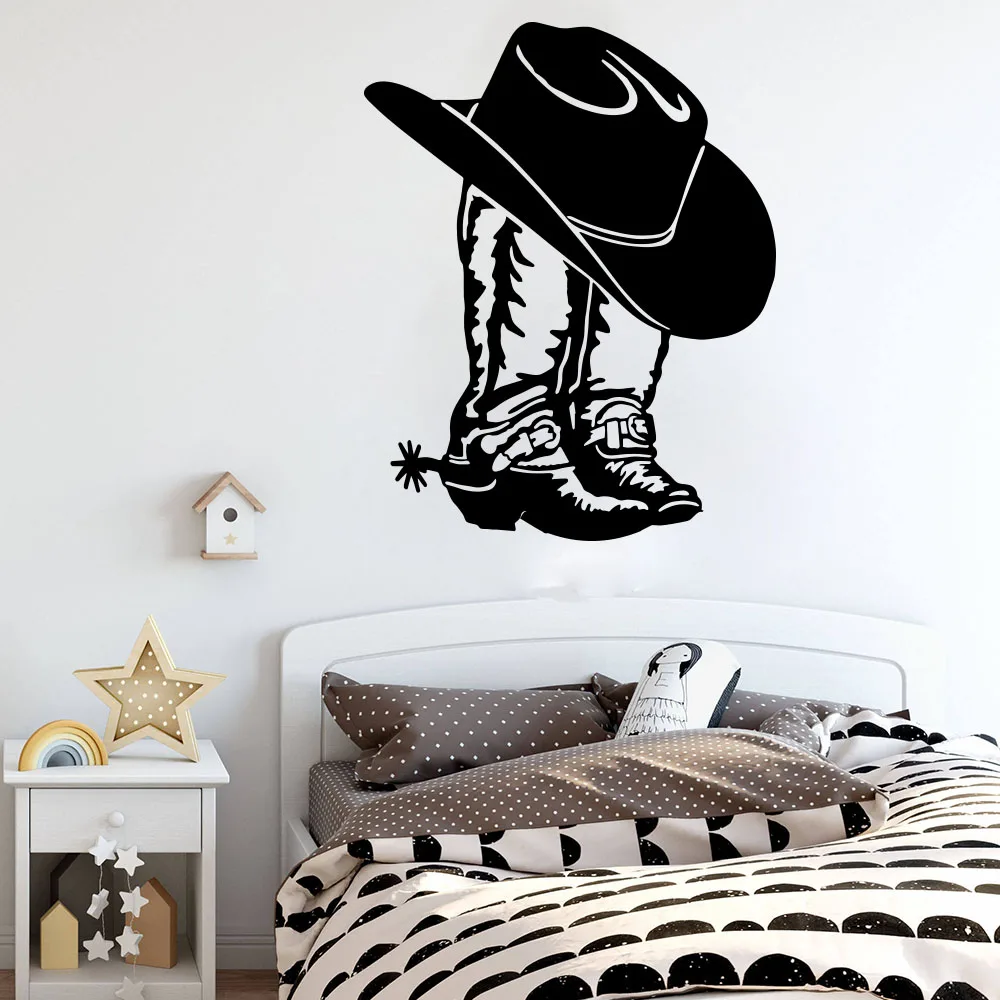 Cowboy Cowgirl Boot & Hat Western Shoe Car Laptop Wall Sticker Decal Cowboy Cowgirl Boot Vinyl Decor (2)