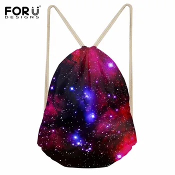

FORUDESIGNS Drawstring Bag Women's Galaxy Printed Backpack Females Small Shopping String Pouch Kids Girls Logo Custom Bolsos