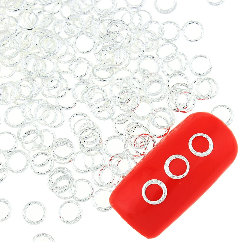 

100 Pcs 3D Manicure Accessories Ultrathin Silver Hollow Circle Decorations Alloy Design Nail Art DIY Supplies PJ432