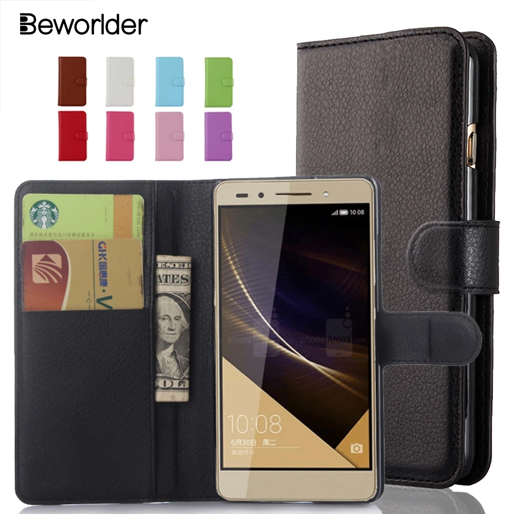 

Beworlder Leather Case For Huawei Honor 7 Honor 5X 5C 6 Plus Honor 4C 4X 3X Wallet Case Flip Card Holder Cover