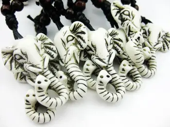 

FREE SHIPPING yqtdmy 12 pcs Tribal Elephant Circus Charm Adjustable Rope Rock Necklace