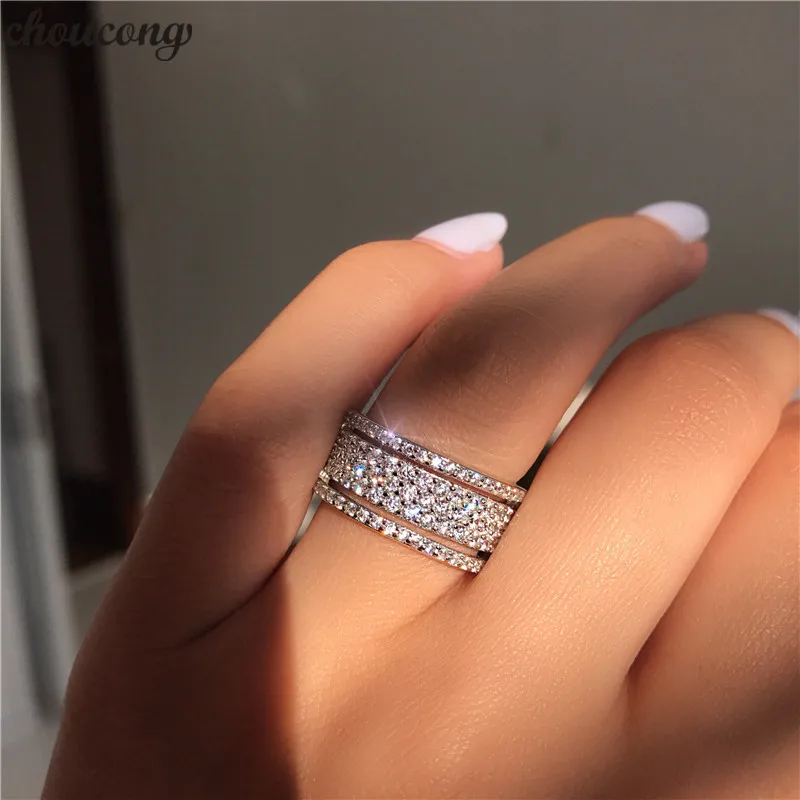 

choucong Starlight Promise Ring 925 sterling Silver five dazzling layers AAAAA cz Engagement Wedding Band Rings For Women men