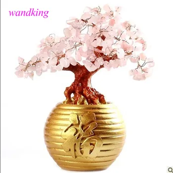 

New Year gift rose quartz Crystal Lucky tree Money Tree holiday gift