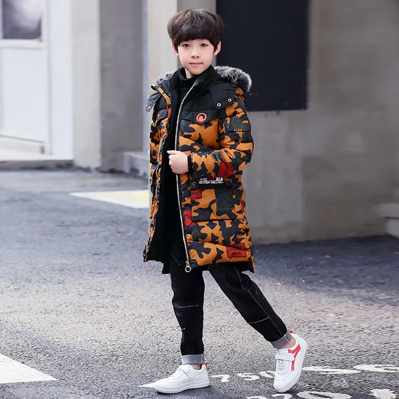 Boy Thickening Camouflage Parka Children's Boys Cotton-Wadded Jackets Winter Coat New Warm Outerwear For 6-11T Boy