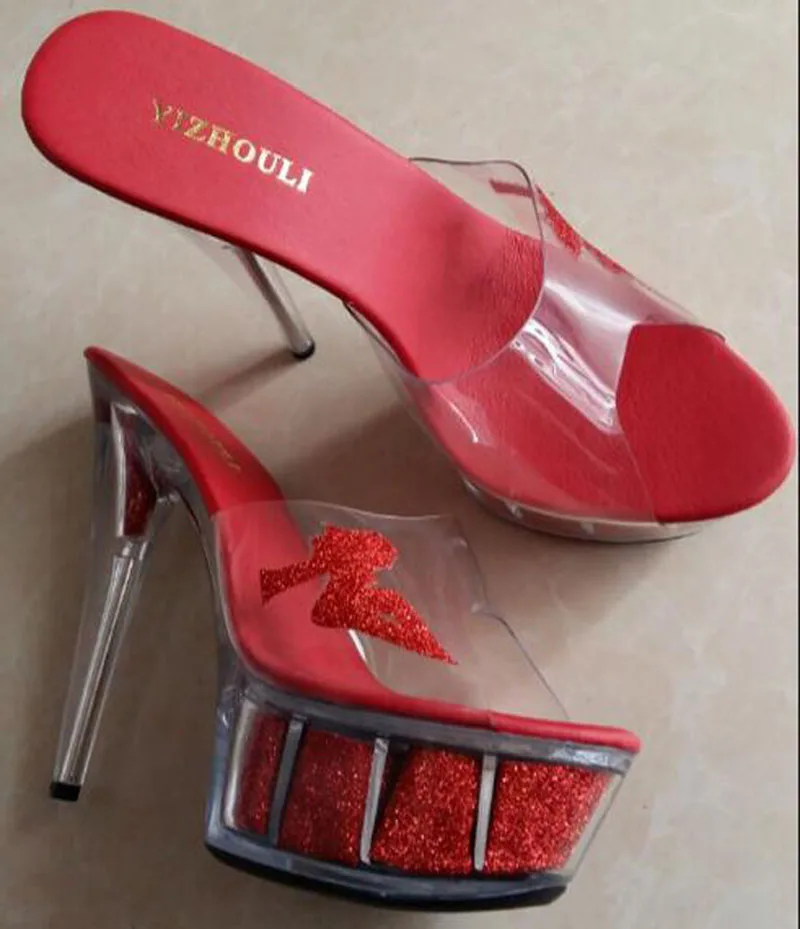 YIZHOULI 15 CM High Heels Slippers Club Night Shoes Sexy Pole Dancing Shoes Platform Women's  Dance Shoes