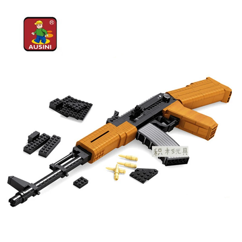 Ausini AK47 строительные блоки модель пистолета собранные кирпичи игрушечный
