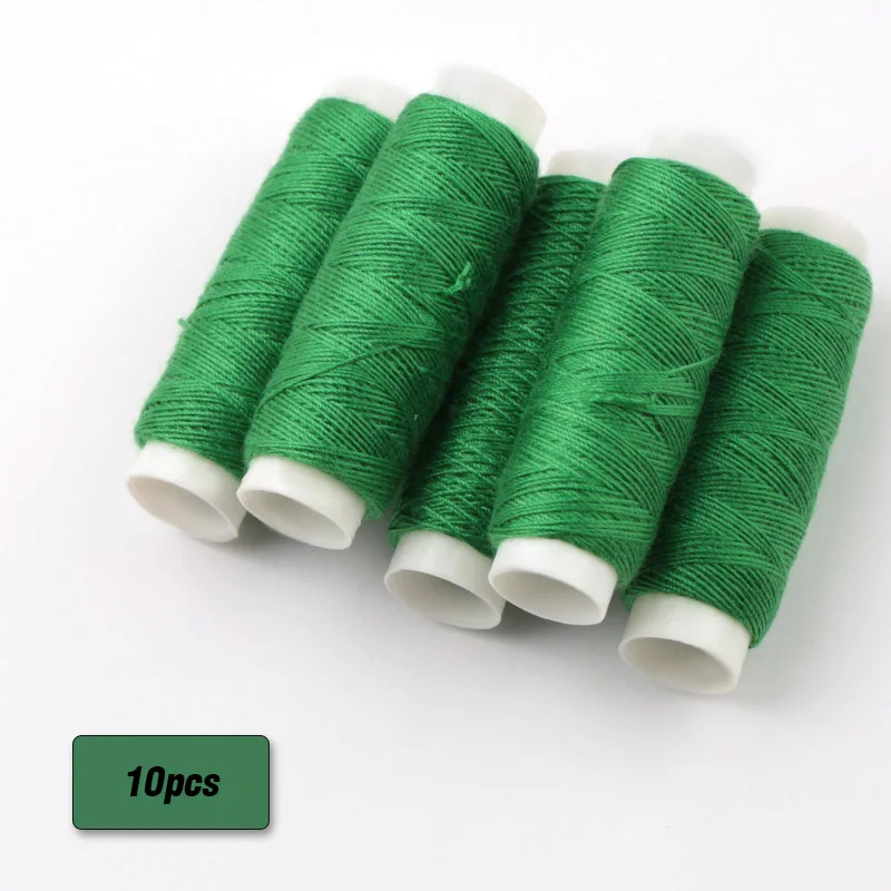 50 м/рулон 16 цветов ручной работы швейная нить домашняя вышивка полиэстер набор ниток швейная игла прочный швейный инструмент - Цвет: green x 10roll