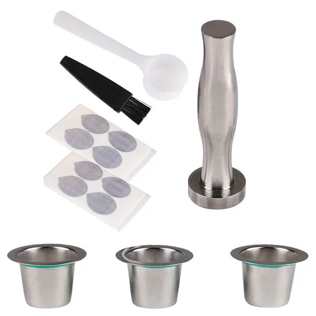Cheap Stainless Steel Coffee Capsules set + brush Reusable Permanent Coffee Filter Baskets For Nespresso Machine DIY Coffee tea Tools Cheap Stainless Steel Coffee Capsules set + brush Reusable Permanent Coffee Filter Baskets For Nespresso Machine DIY Coffee tea Tools