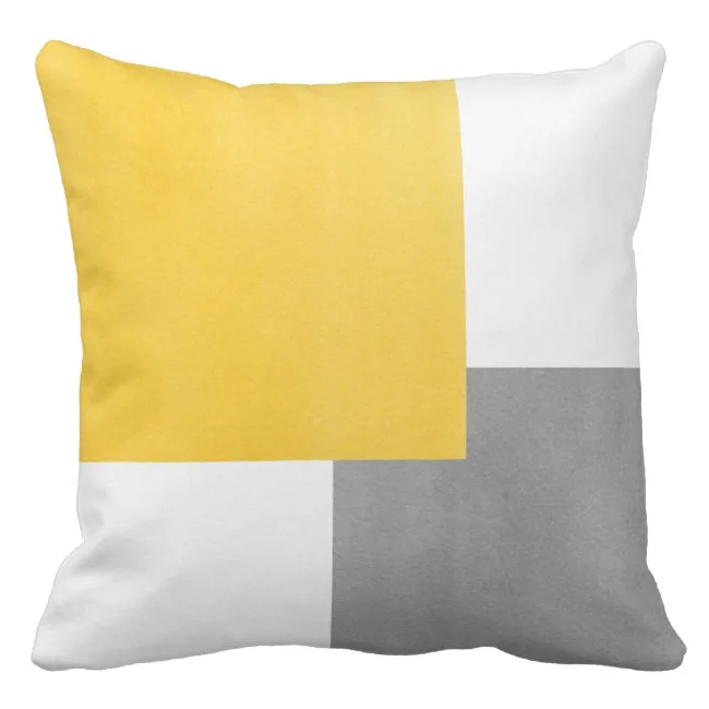 Modern Geometric Pillow Case,Yellow Geometric Cushion Covers,Gray