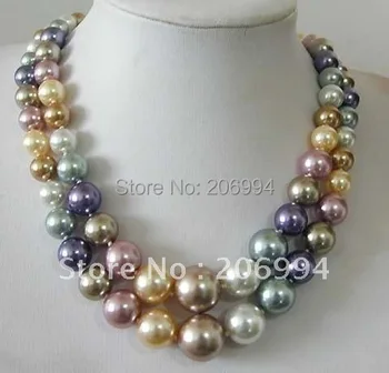 

wholesales design 2 Row 8-14mm South Sea Multicolor shell pearl necklace handmade fashion jewelry,gift free shipping