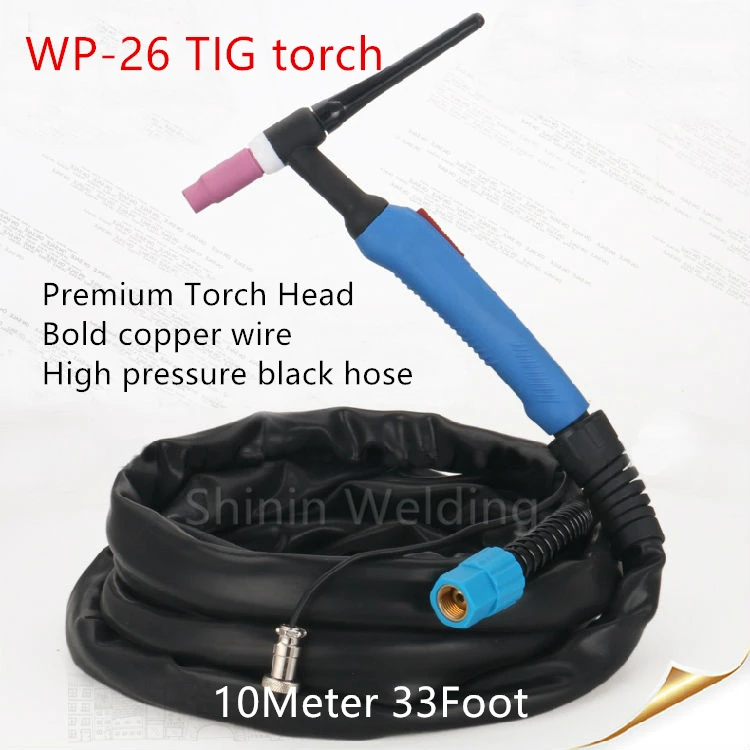 Tocha de Soldagem Refrigerado a ar Cabeça da Tocha Gás e Cabo Azul Inteiro 10 Medidor 33 pé Completa Torch Tocha Soldador Wp26 Sr26 Tig