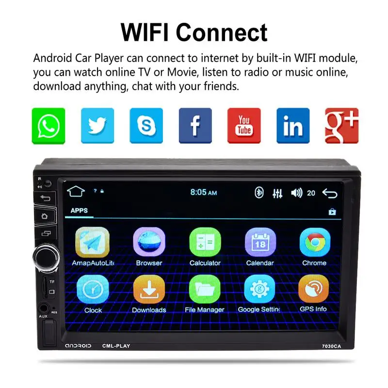 

7-inch Android 5.1 System MP5 Player Full HD 1080P Car ISO Port Dual 2 Din Bluetooth GPS Navigator Phone Image Reverse Player