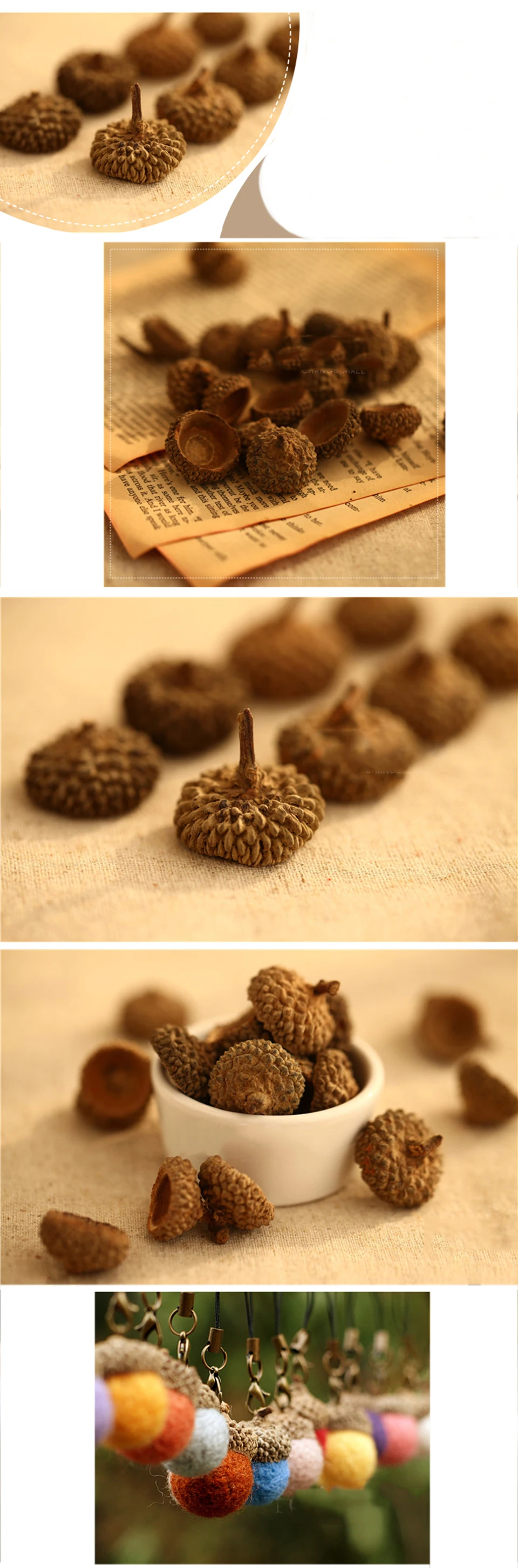 MoTiRo,10Pcs/Lot,Natural Acorn Cap / Hazelnut Shell / Acorn Shell / Wool Felt Poked Accessories For DIY Handmade Needlework