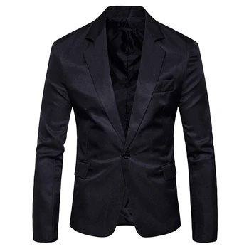 

Men's Slim Fit Black Suit Jacket 2019 Brand One Button Notched Lapel Suit Blazer Men Party Wedding Business Casual Costume Homme