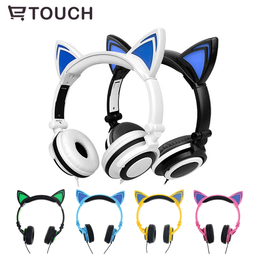 

Foldable Flashing Glowing cat ear headphones Gaming Headset Earphone with LED light For PC Laptop Computer Mobile Phone 6 color