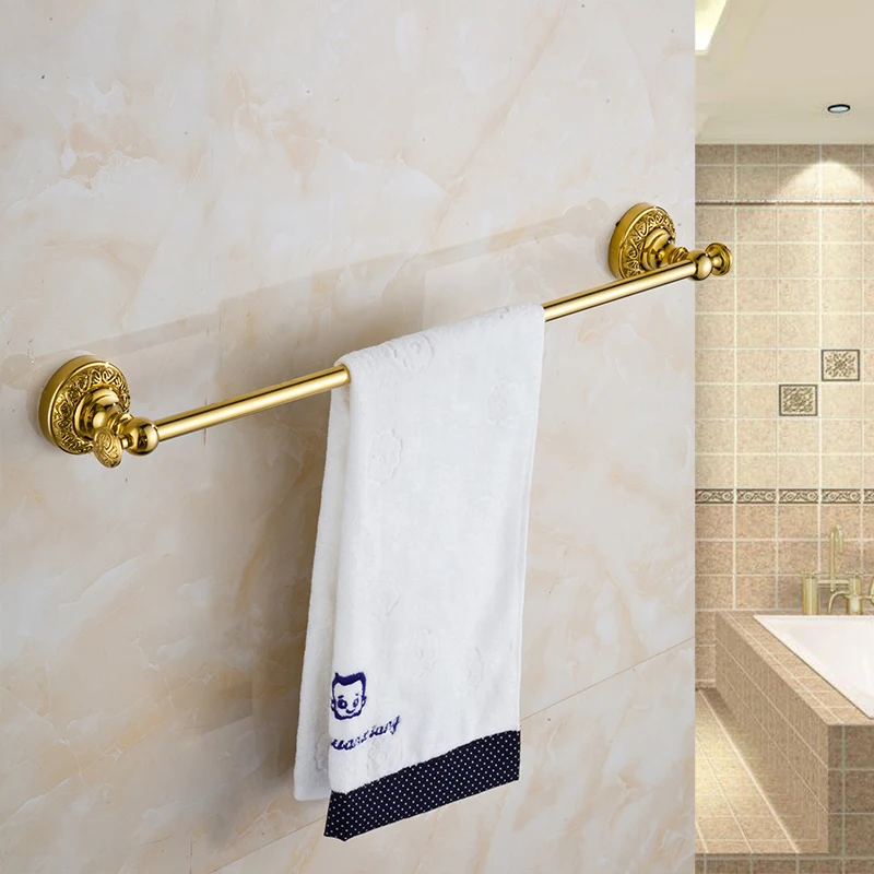 

free shipping luxury towel bar towel rack golden finish wall-mounted single bar towel rack Bathroom accessories B-6333K