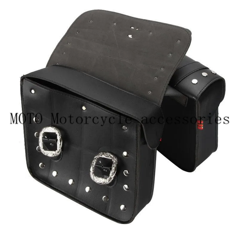 Седло для мотоцикла 2x черный багаж PU кожаные сумки инструментов Harley Cruiser Chopper Cafe