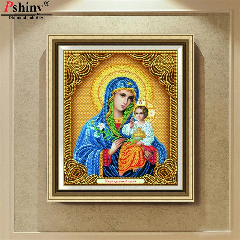 Pshiny 5d DIY картина вышитая бисером комплект религиозный с Девой Марией частичное