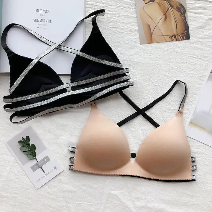 Бесшовные бюстгальтеры для женщин Bralette с перекрещивающимися бретелями красивый