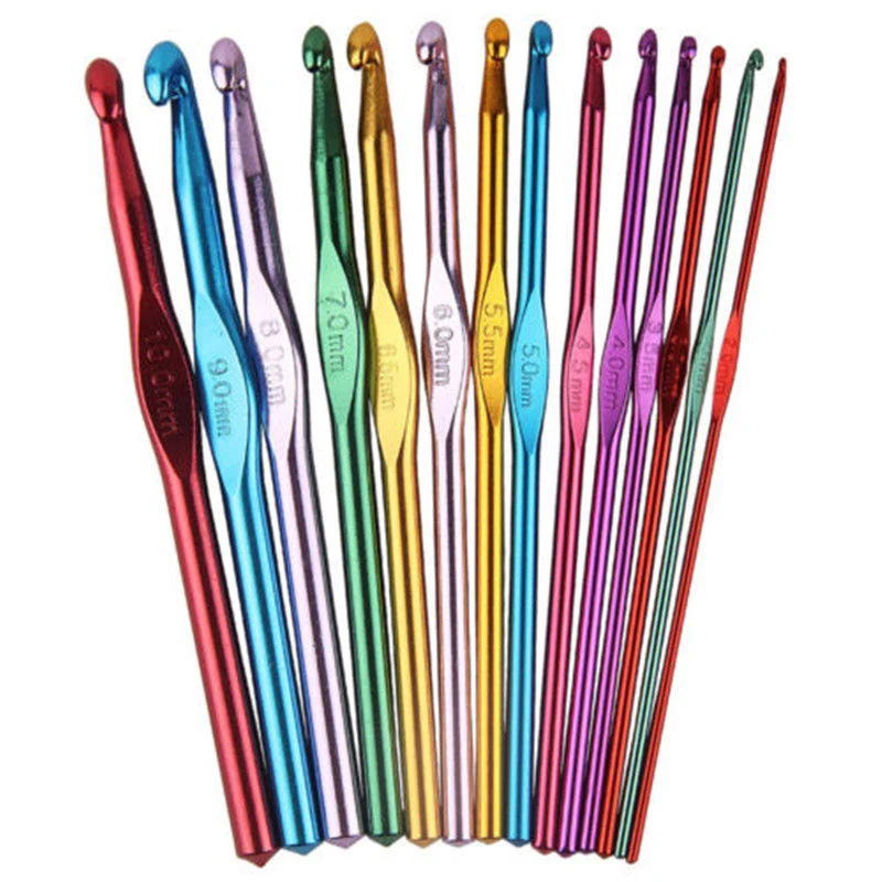 New 14Pcs/Set 14 Sizes Crochet Hooks Multicolor Aluminum Crochet Hooks ...