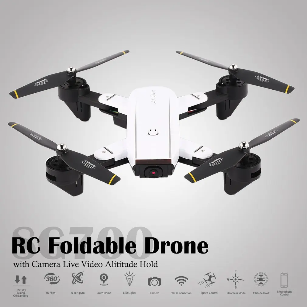 

SG700 2.4G RC Foldable Drone Quadcopter with FPV Camera Live Video Alititude Hold Headless Mode One Key Return 360 Flip Mode