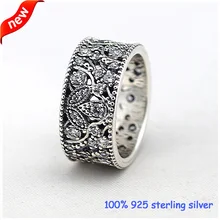 Compatible con la joyería europea Shimmering deja anillos de plata con CZ Original 925 anillos de plata DIY venta al por mayor 08R062