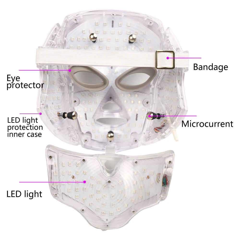  7 Colors Light LED Facial Mask With Neck Skin Rejuvenation Face Care Treatment Beauty Anti Acne The - 4000100802286