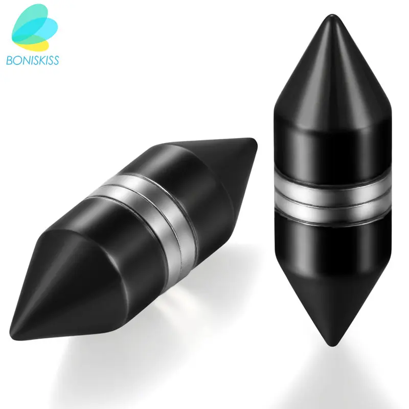 

BONISKISS Punk Men & Women Earrings Magnetic Stud Earrings Magnet Fake Plugs No Piercing Clip On bijoux acier inoxydable femme