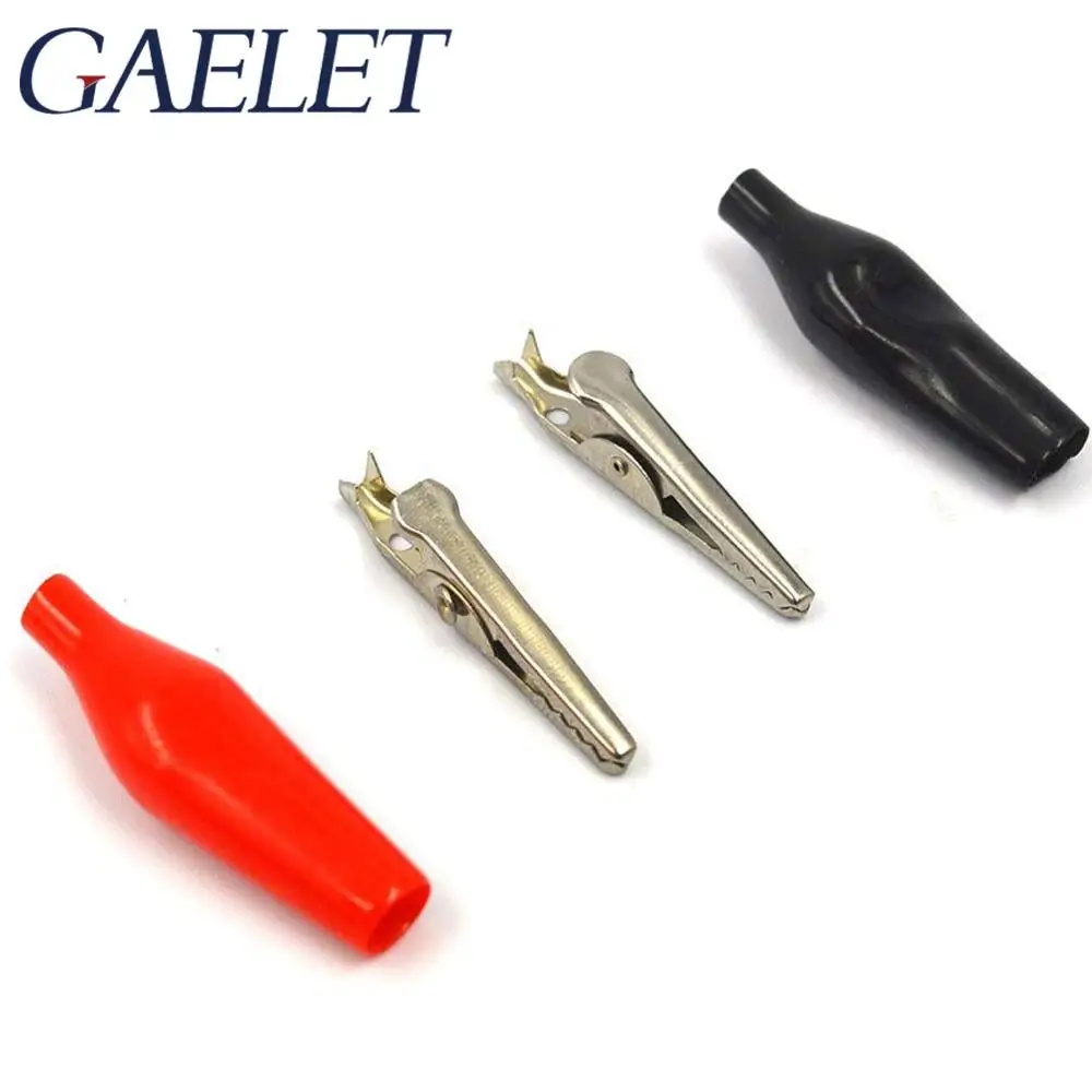 

10pcs/lot 28MM Metal Alligator Clip G98 Crocodile Electrical Clamp for Testing Probe Meter Red and Black with Plastic Boot